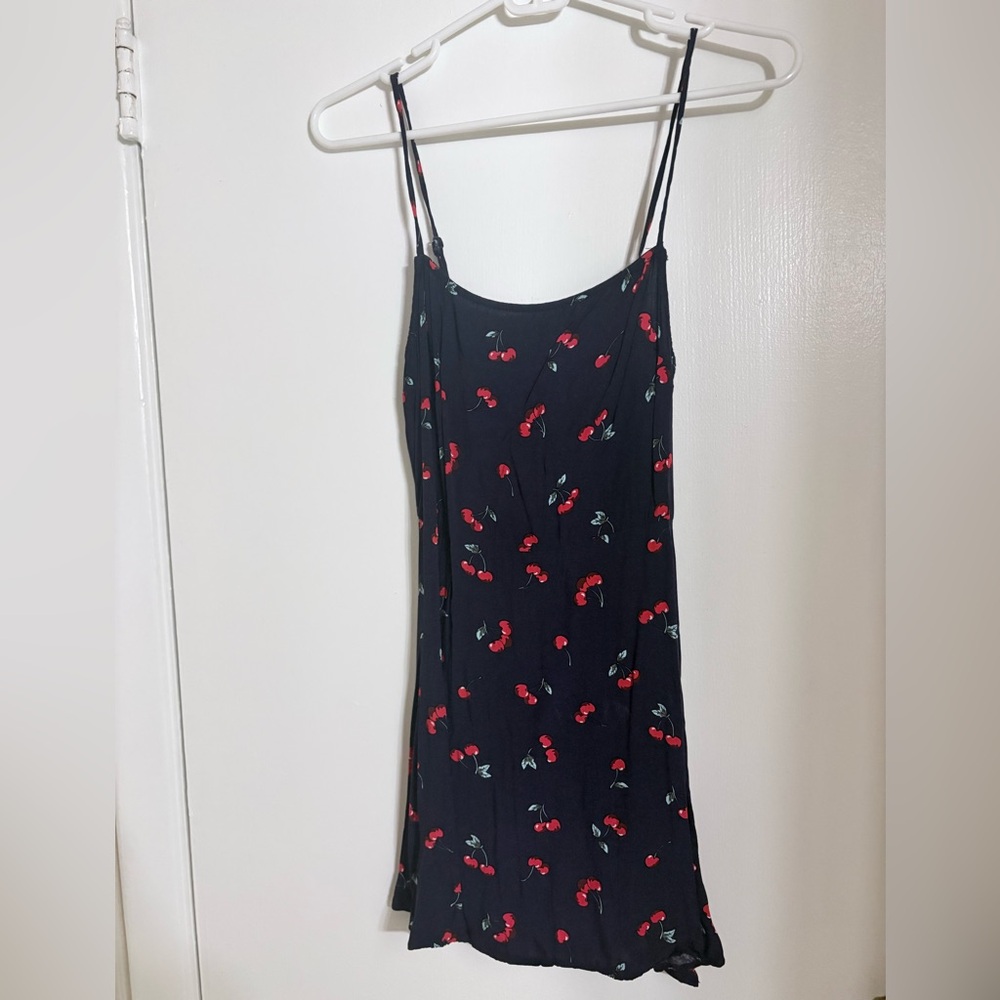Blue Dress with Cherry Print